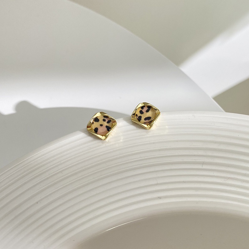 S925 Silver Needle Korean Small Leopard Print Earrings Female Earrings Cute Small Earrings Female