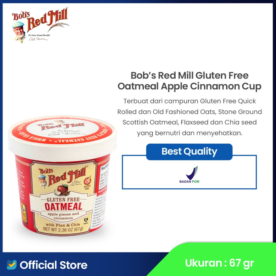 

Bob’s Red Mill Gluten Free Oatmeal Apple Cinnamon Cup 67 gr