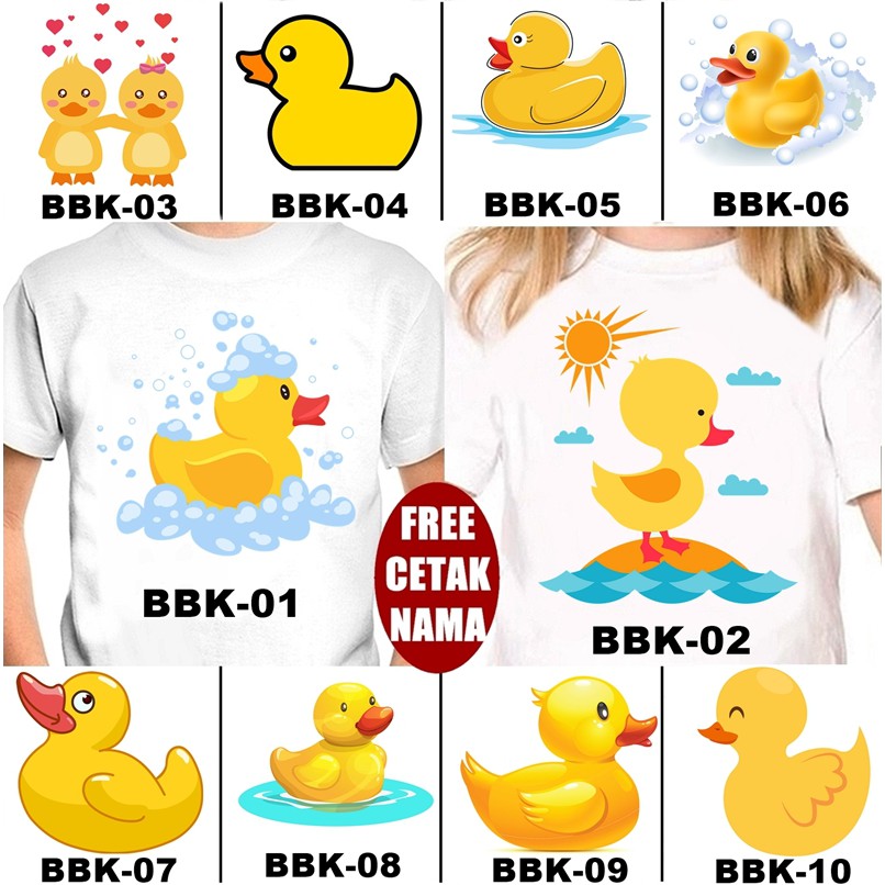  FREE NAMA  Baju  Kaos COUPLE ANAK  DAN DEWASA BEBEK 