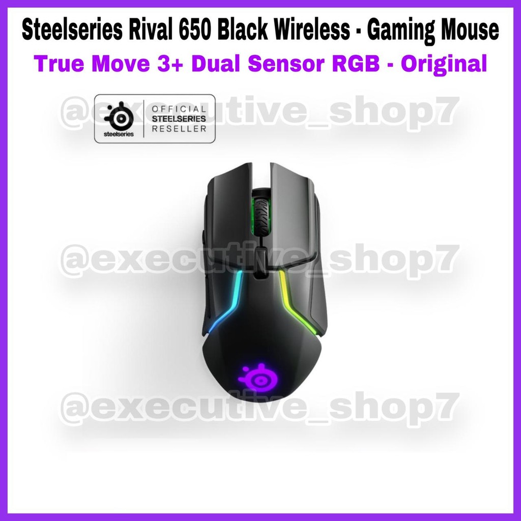 Steelseries Rival 650 Black Wireless - Gaming Mouse - True Move 3+ Dual Sensor RGB - Original