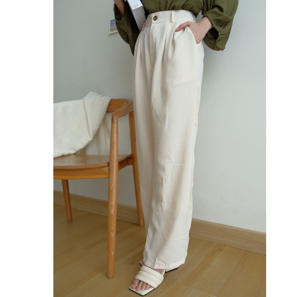 Derra Pants - Celana High Waist - Celana Panjang Kantor Wanita - Celana Korea Wanita - Celana Formal / Casual