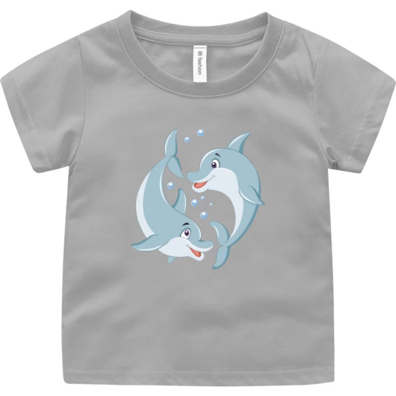Baju Kaos Anak Laki Laki &amp; Perempuan Dolphin Atasan Anak Laki Kaos Oblong Ank Cewek T Shirt Anak ank