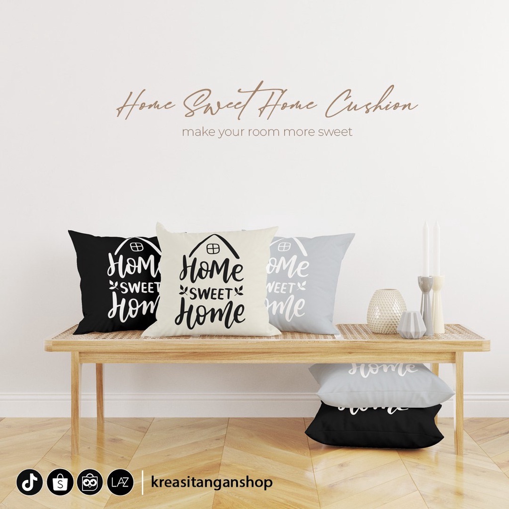 SARUNG BANTAL Sofa Kata Kata Home Sweet Home UKURAN 40x40