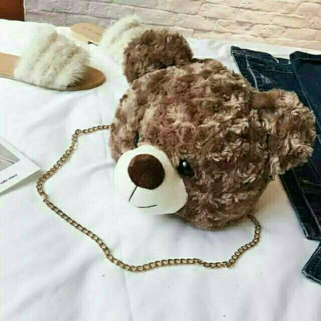 Rully68_Teddy Bear Tas L1144 Tas Selempang Boneka_Tas Selempang Bulu_Tas Wanita Tas Bahu COD