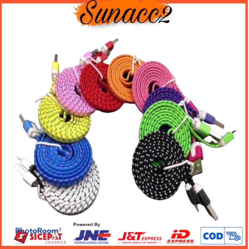 Kabel Data Cable USB Gepeng 3M Talisepatu 3Meter Gepeng Micro