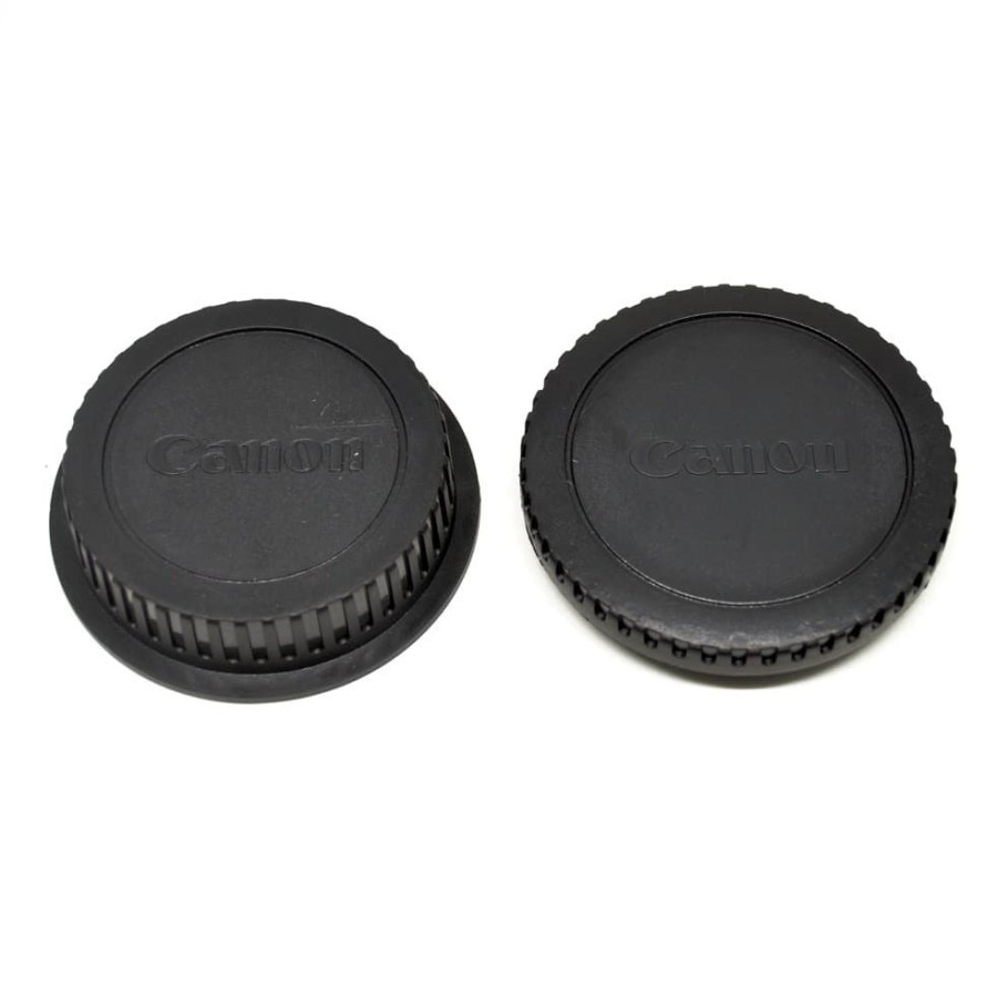 Front Cover &amp; Rear Lens Cap for Canon (With Logo) - Black