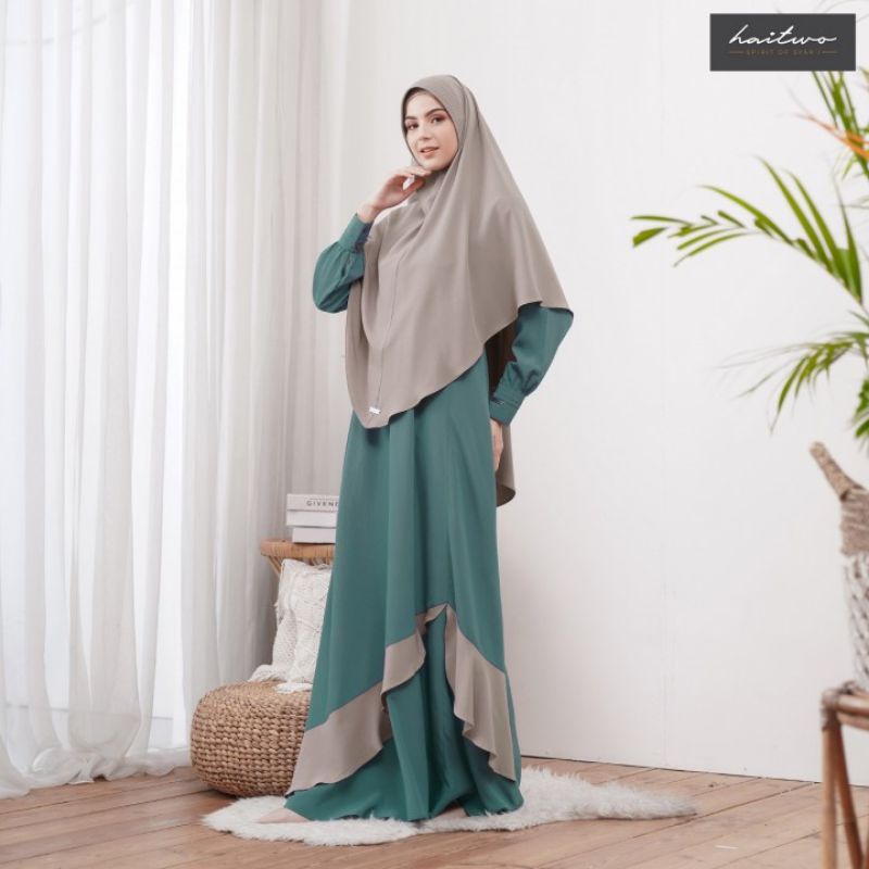 Set Gamis dan Hijab Premium Haitwo Nibras Cresedia 003