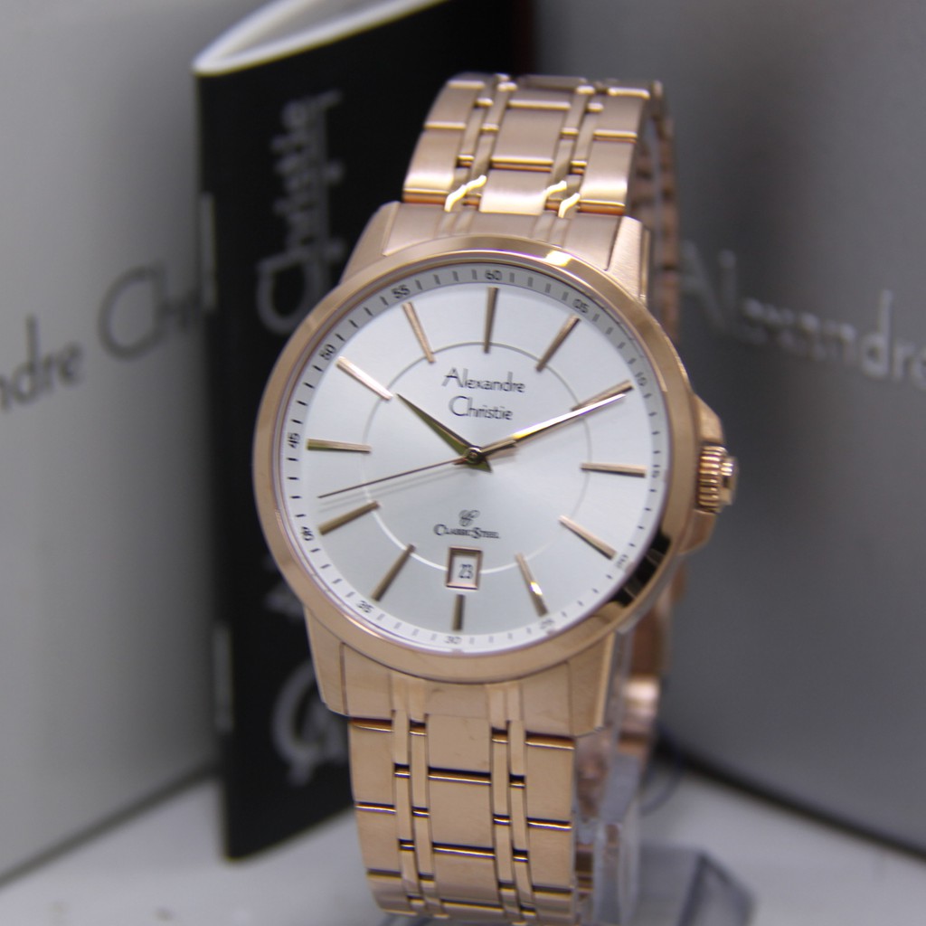 ALEXANDRE CHRISTIE 8636 ROSEGOLD WHITE PRIA ORIGINAL AC8636 AC 8636 JAM TANGAN COWOK ARLOJI COWOK