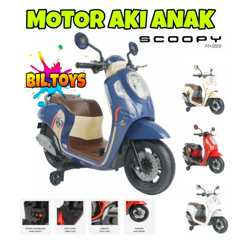 MOTOR AKI ANAK PMB 999 SCOOPY LISENSI RESMI HONDA MAINAN KENDARAAN TUNGGANG AKI SCOPY M 999 KADO ULTAH ANAK