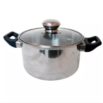 555 SA Panci Stainless Steel 18 cm Tutup Kaca - Silver