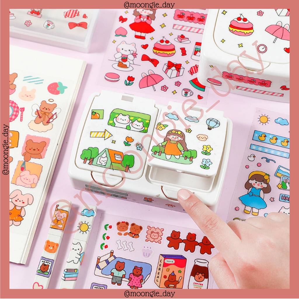 

1 LEMBAR STIKER PVC TRANSPARAN TEMA CUTE GIRL WITH BEAR BULLET JURNAL LUCU MURAH DIARY DIY