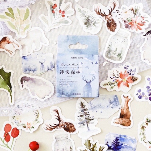 

Stiker Sticker Set 45 Pcs Snow Winter Forest Aesthetic Bujo Scrapbook Journal Diary Planner • Kiku