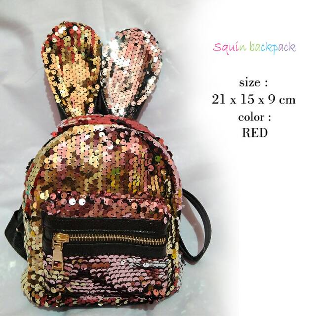 Tas sequin rabbit / tas ransel sequin anak