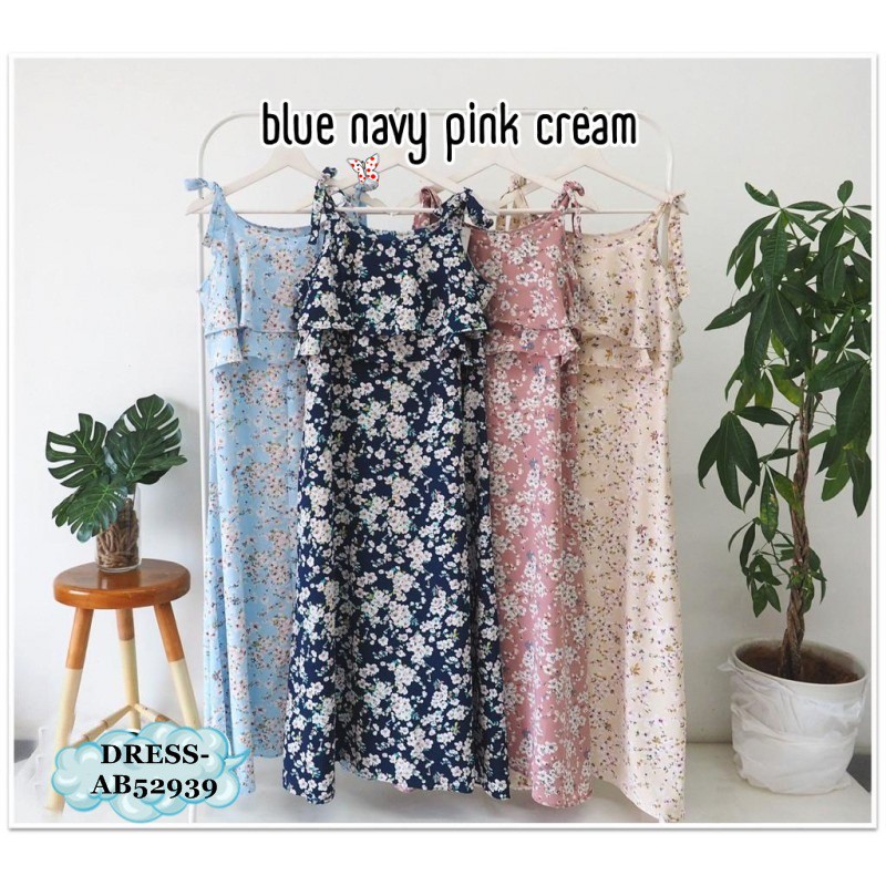 [baju wanita korea]  Long Dress Maxi Vintage Bunga Wanita Korea Import