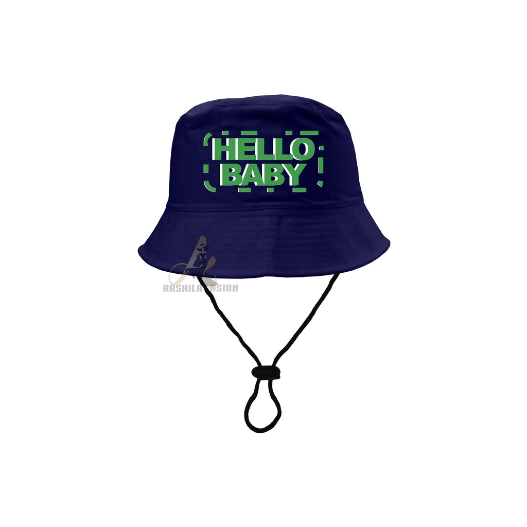 Topi Bucket Hat anak sablon Hallo Baby/Bucket Sablon Hallo Baby 2-8 tahun