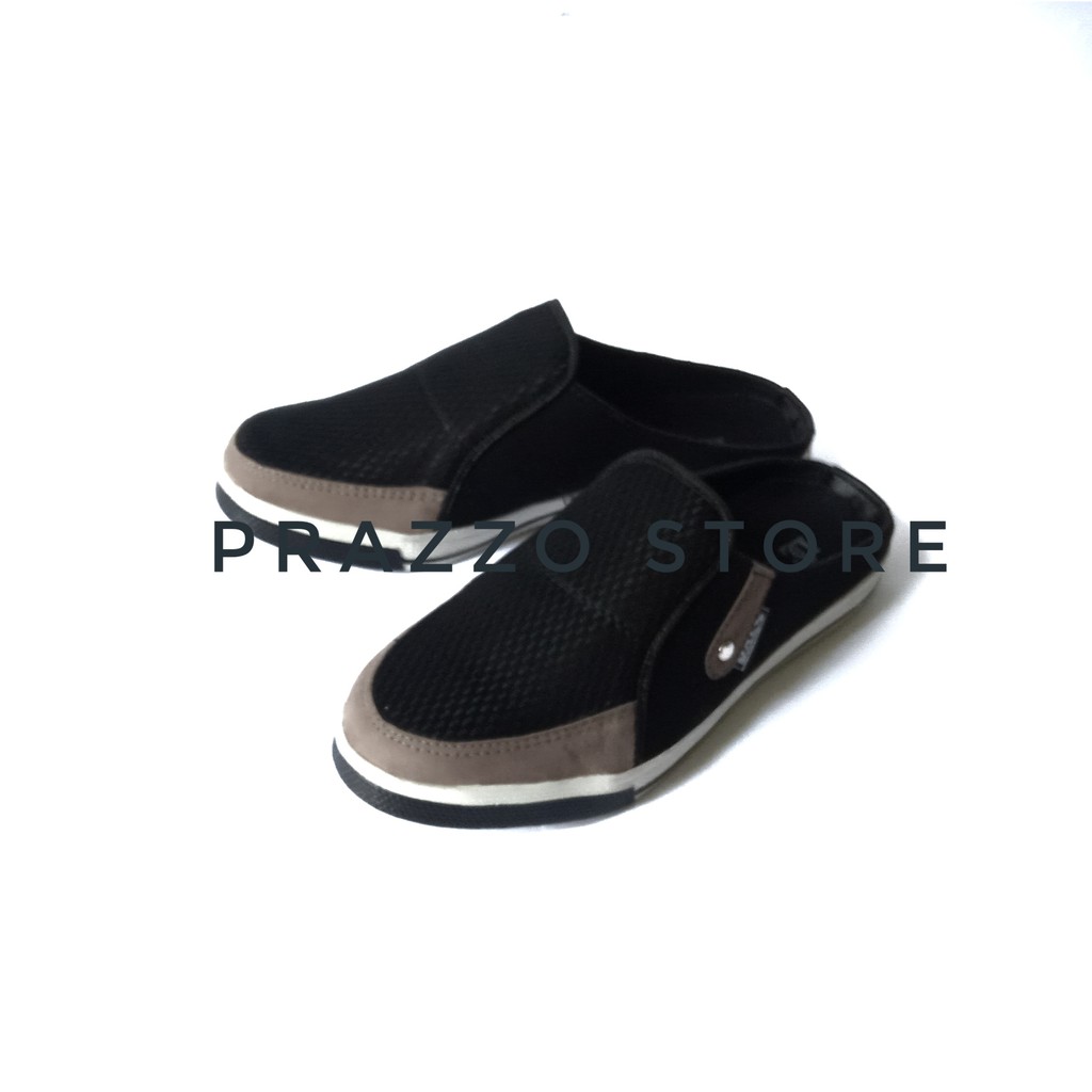 Wise - Sandal Selop Pria - Sandal Pria - Sendal Selop Pria - Hitam Kombinasi Abu-Abu