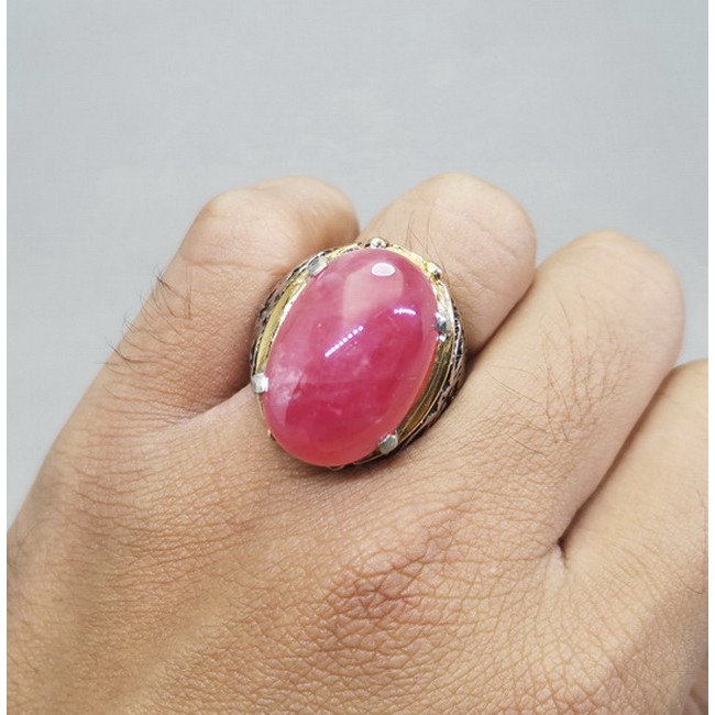 Batu Cincin Pink Ruby Asli Jumbo Besar