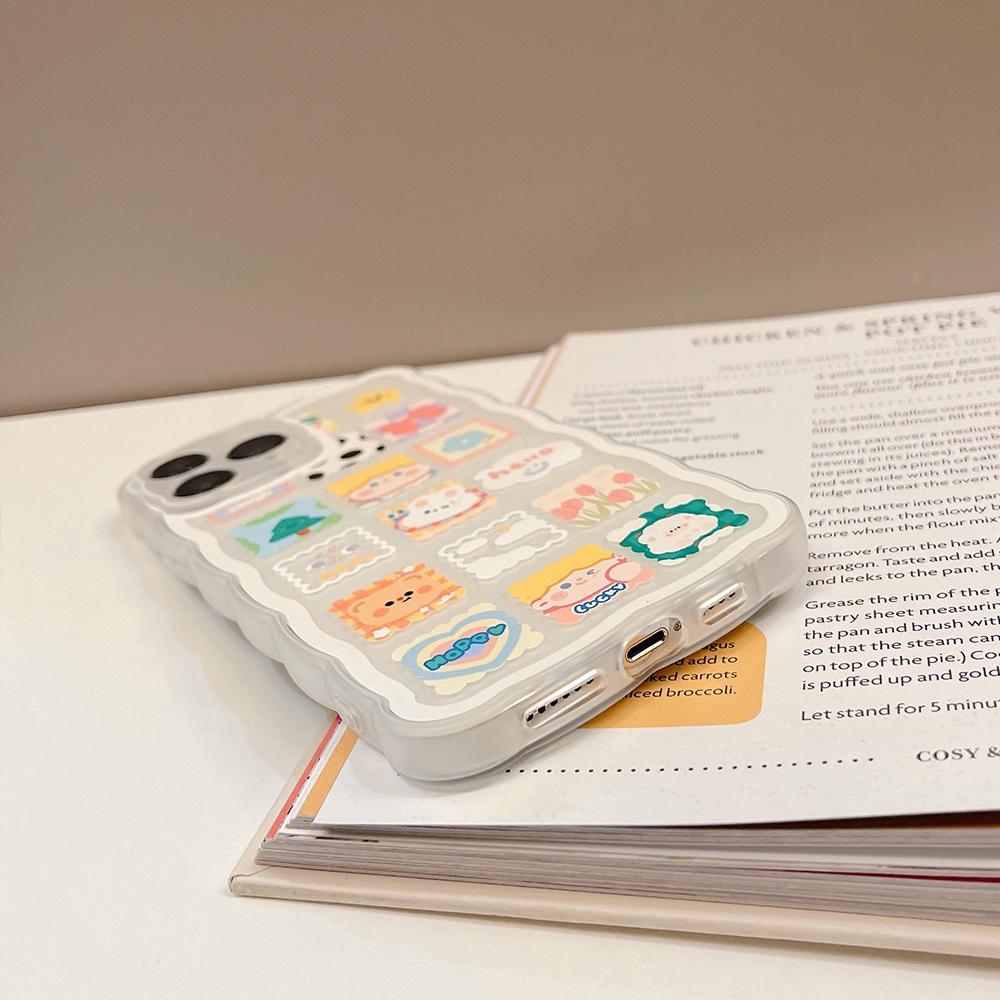 IPHONE Label Kartun Lucu Transparan Desain Sederhana Lembut Casing Ponsel Cover Untuk Iphone7 8 PLUS X XR XS 11 12 13 14 MINI PRO MAX SE 2020