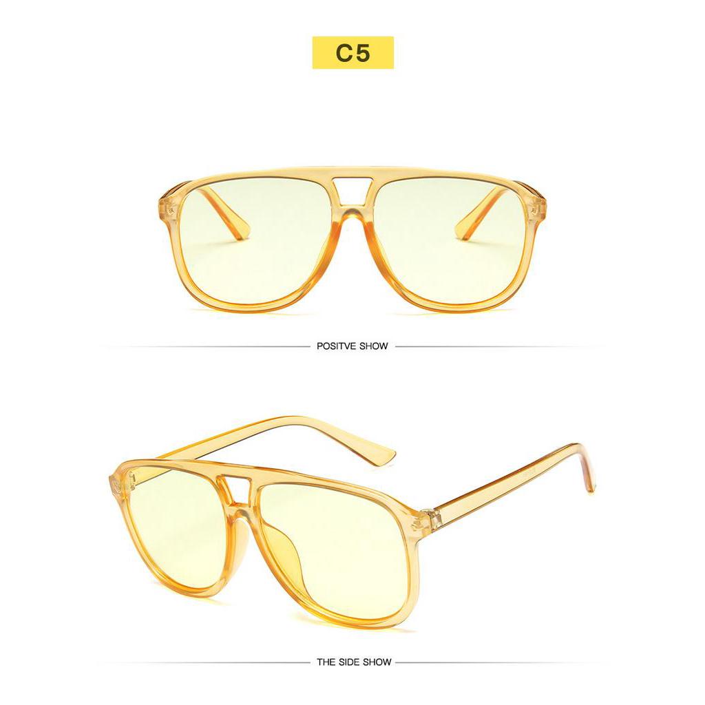 Kacamata Hitam Lensa Persegi Oversize Warna Permen Gaya Retro Untuk Pria Dan Wanita