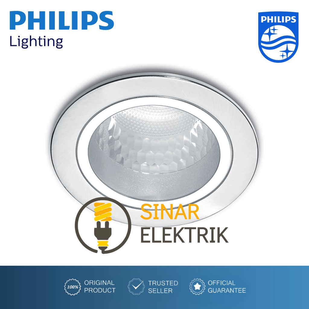 Downlight PHILIPS Recessed 66663 White Nickel - Rumah Lampu Plafon 3.5 Inch 3,5 Inci Putih Silver