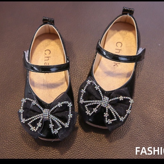 SH28-Sepatu Pesta Anak Perempuan Tile Princess Bow