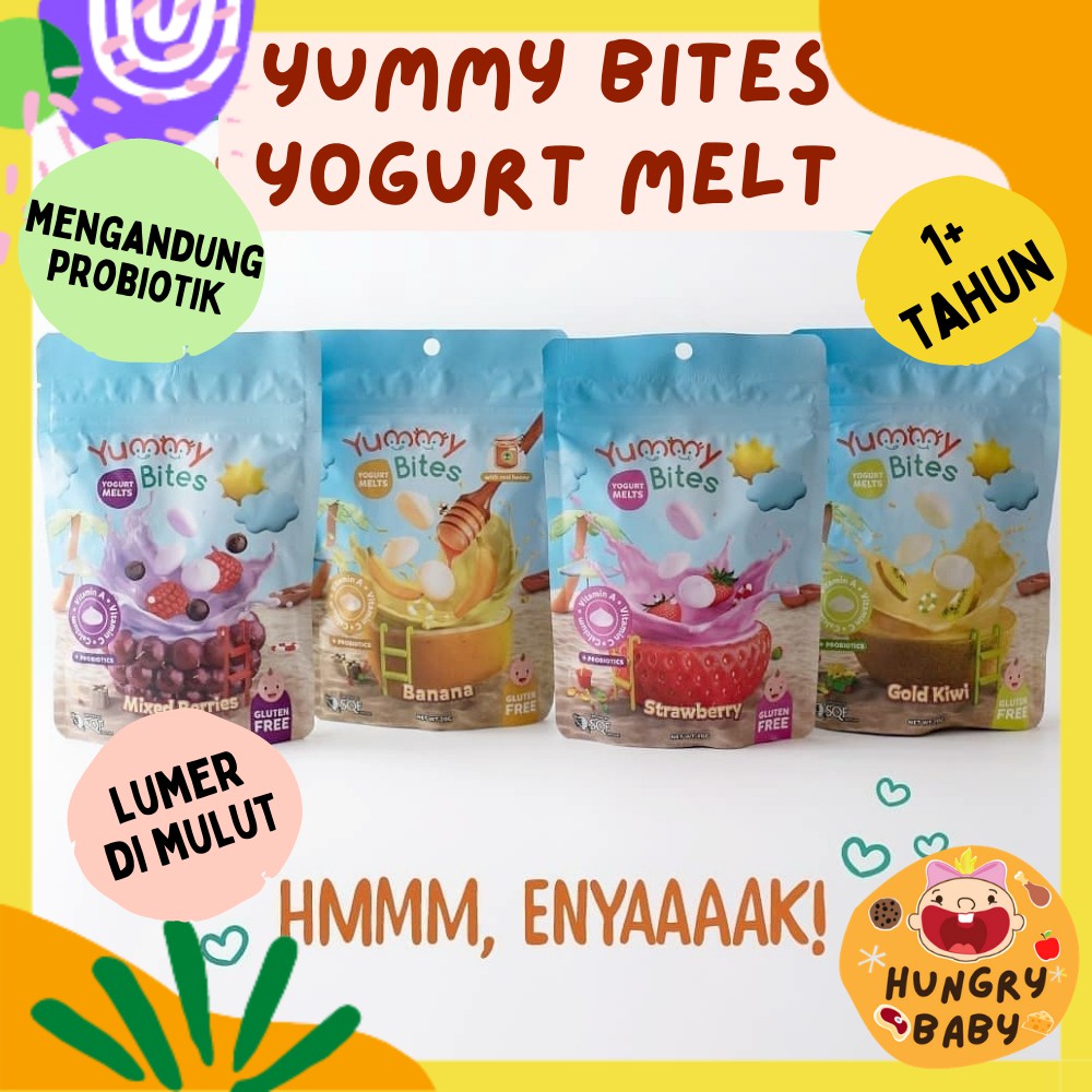 Yummy Bites Yogurt Melt 20 gram / Snack Cemilan Bayi Yoghurt Melts 12 bulan + (20 g)