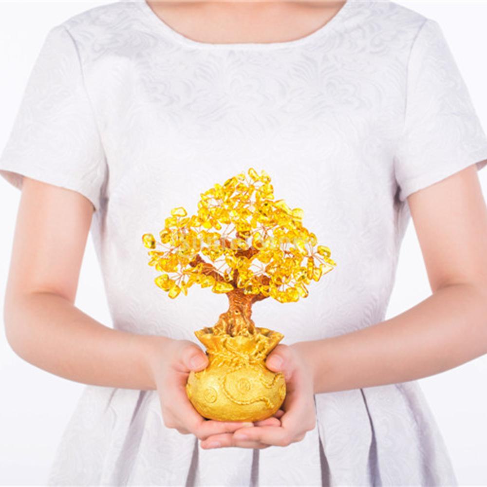 Natural Crystal Bonsai Moneybag Tree Ornaments Home Decoration / Feng Shui Citrine Lucky Tree Ornament For Tabletop Artificial Home Decor / Lucky Tree Feng Shui Money Tree for  Garden Livingroom Office Party Ornament Home Decor