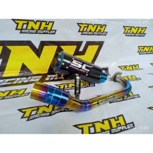 Knalpot Racing SC PROJECT Leher BlueMoon FullSet Untuk Motor Beat Mio Vario NMX AEROX PCX Dll