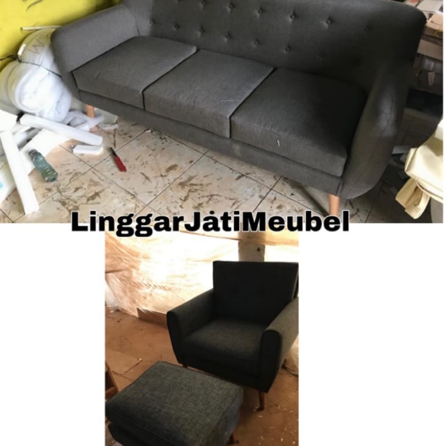 Termurah Set Sofa Retro 3+1 + stool chester sofa chesterfield sofa minimalis jepara sofa