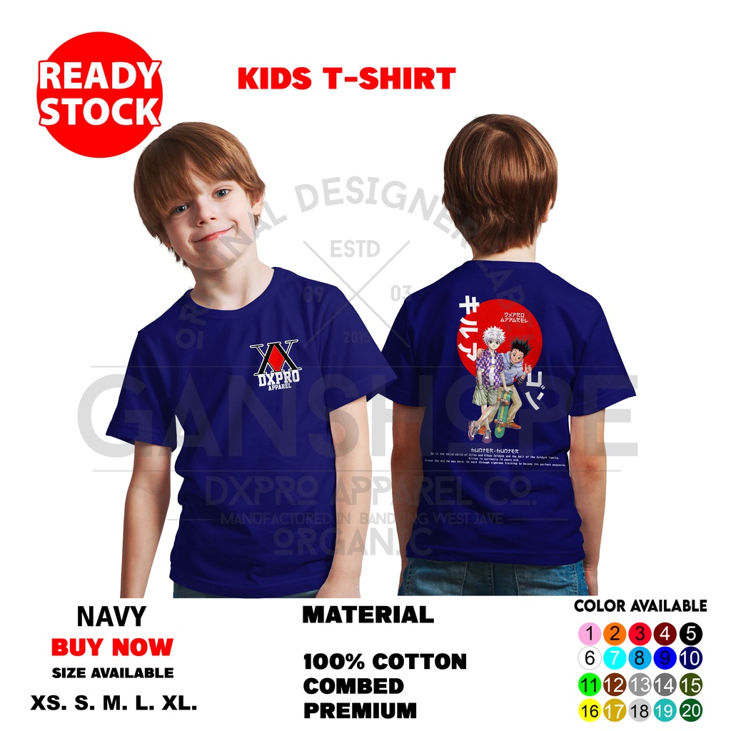 BAJU DISTRO ANAK ANIME LOGO KILLUA GON HUNTER PREMIUM