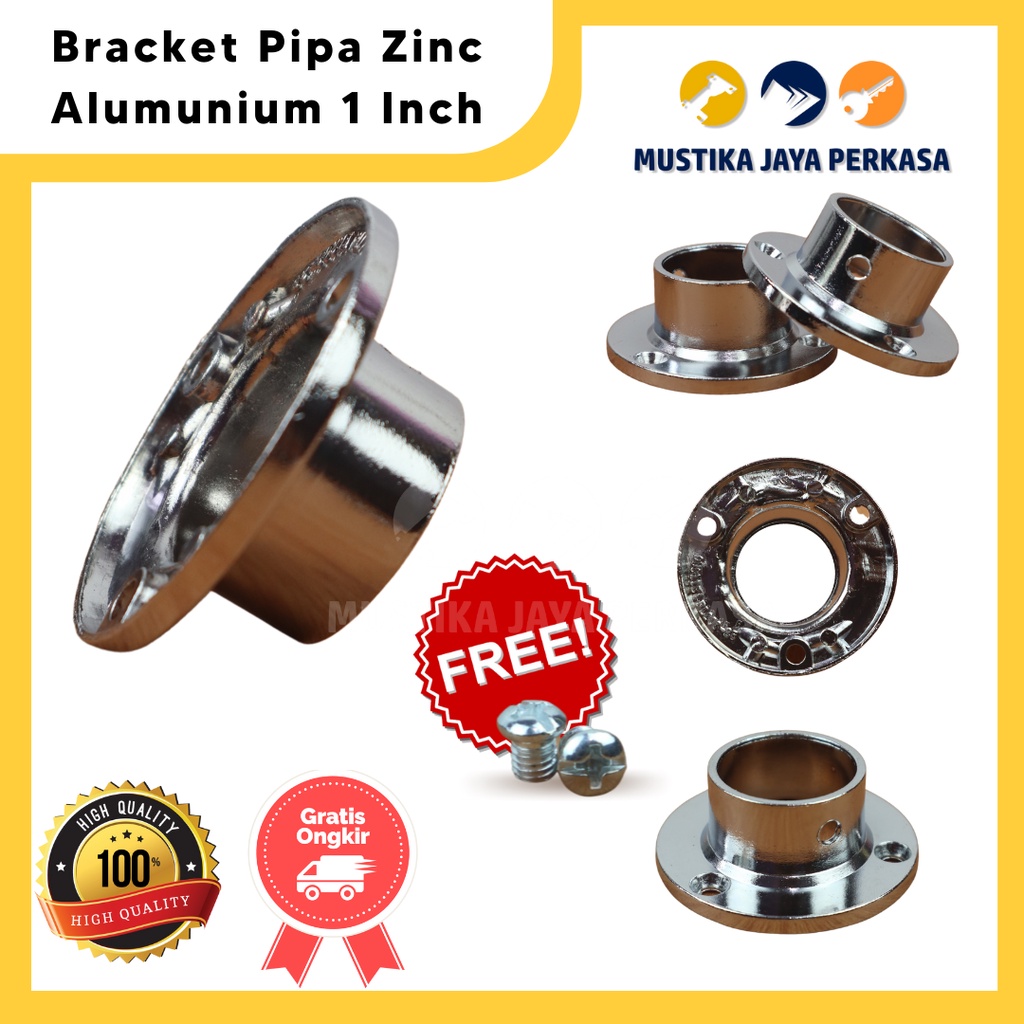 Bracket Topi Braket Pipa Besi Gantungan Baju Lemari 1 Inch Breket Pipa