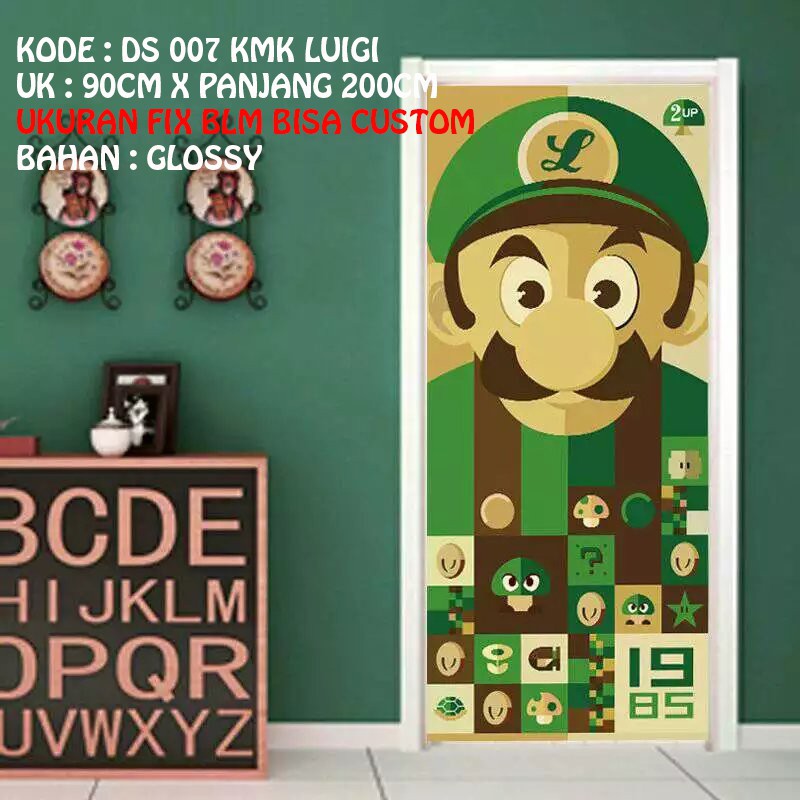 WALLSTICKER STIKER PINTU MOTIF KARTUN MARIO LUIGI HELLO KITTY TEDDY BEAR SKATEBOARD UK 90CM X 200CM