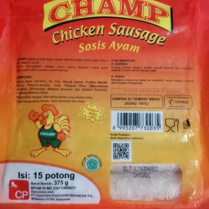 

Champ Sosis Ayam / Chicken Sausage 375g Halal