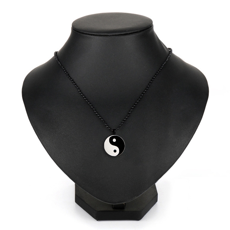 1pc Kalung Liontin Puzzle Ying Yang Bahan Stainless Steel Untuk Hadiah Valentine