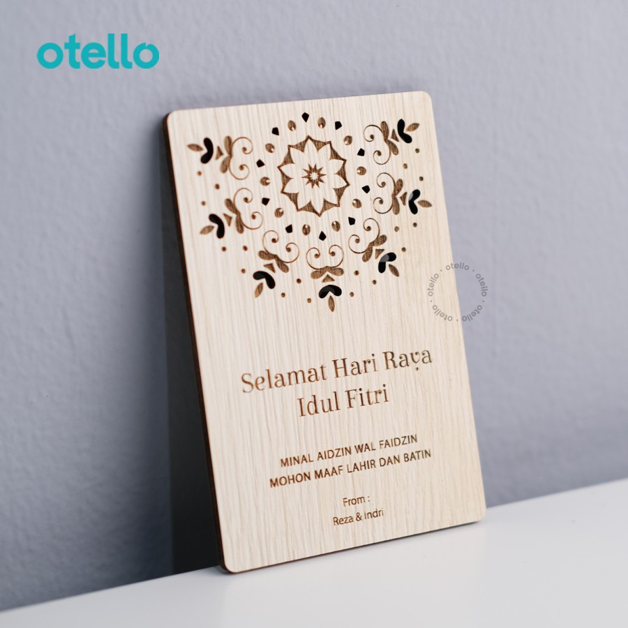 Kartu Ucapan Idul Fitri Kayu Premium Greetings Card Lebaran Ramadhan