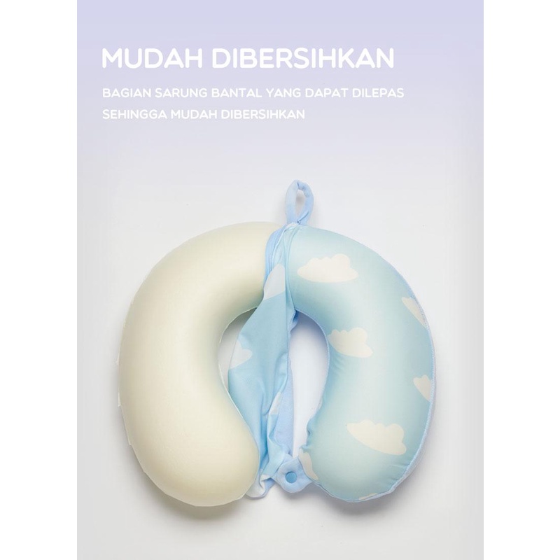 NECKPILLOW Bonbox Bantal Leher Busa Elastis Travel Multifungsi 2 in 1 Bantal U 360° dengan Kancing Sarung Bisa Dilepas BNP10