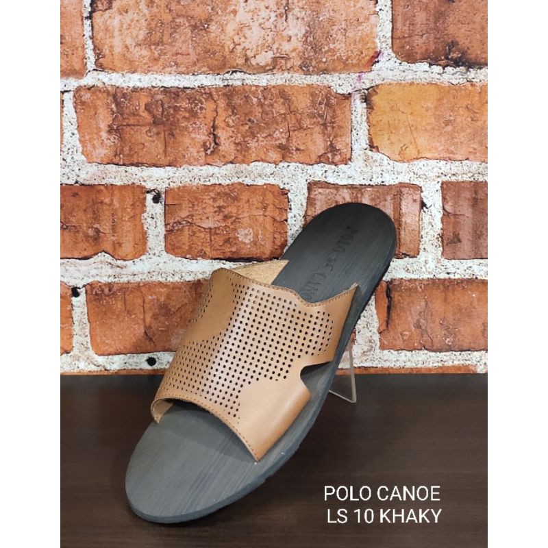 sandal cowok , sandal jepit  bahan kulit POLO CANOE
