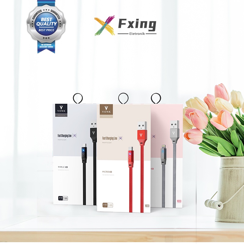 【CB012】Fxing V02 Kabel Data USB Type-C Super Fast Charging 2.4A Panjang 1M untuk OPPO Xiaomi Huawei Phone