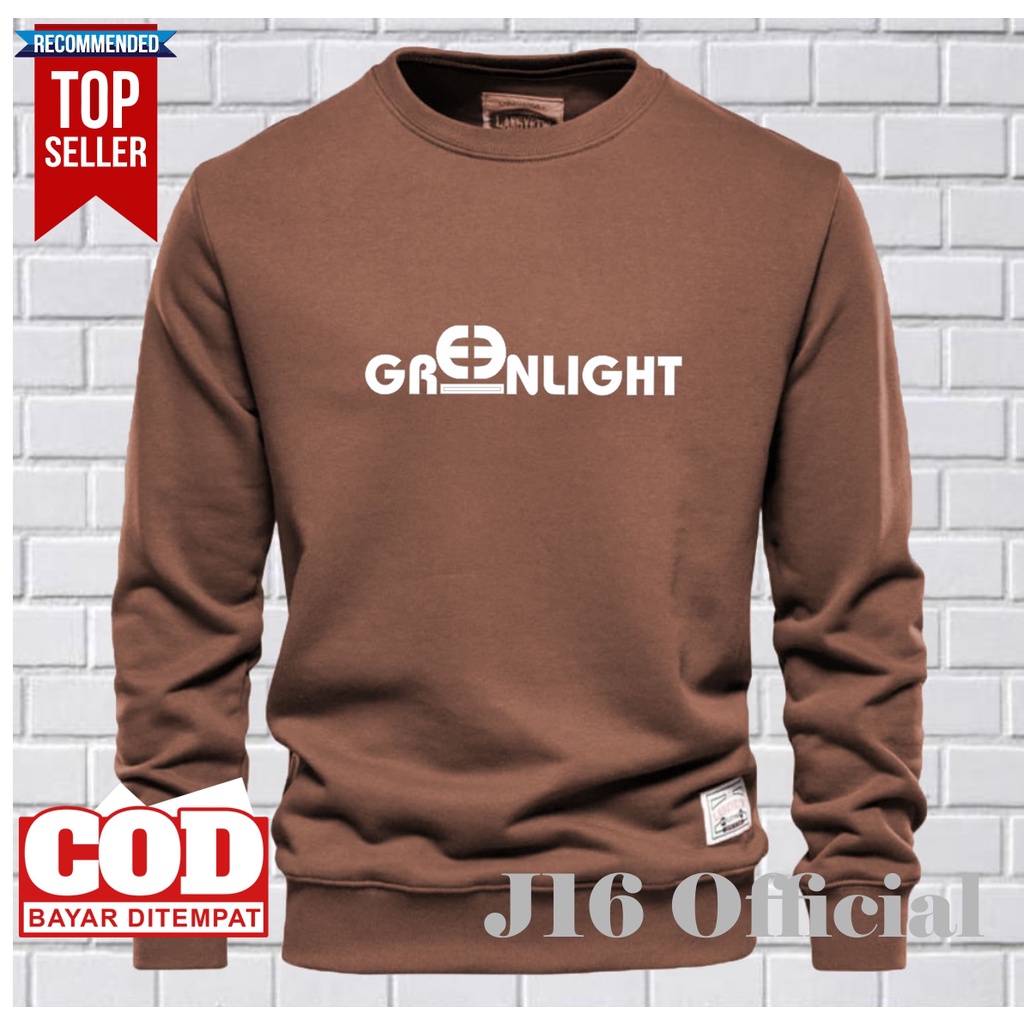 GREENLIGHT CREWNECK Sweater Distro Pria Bahn Fleece Tebal Premium