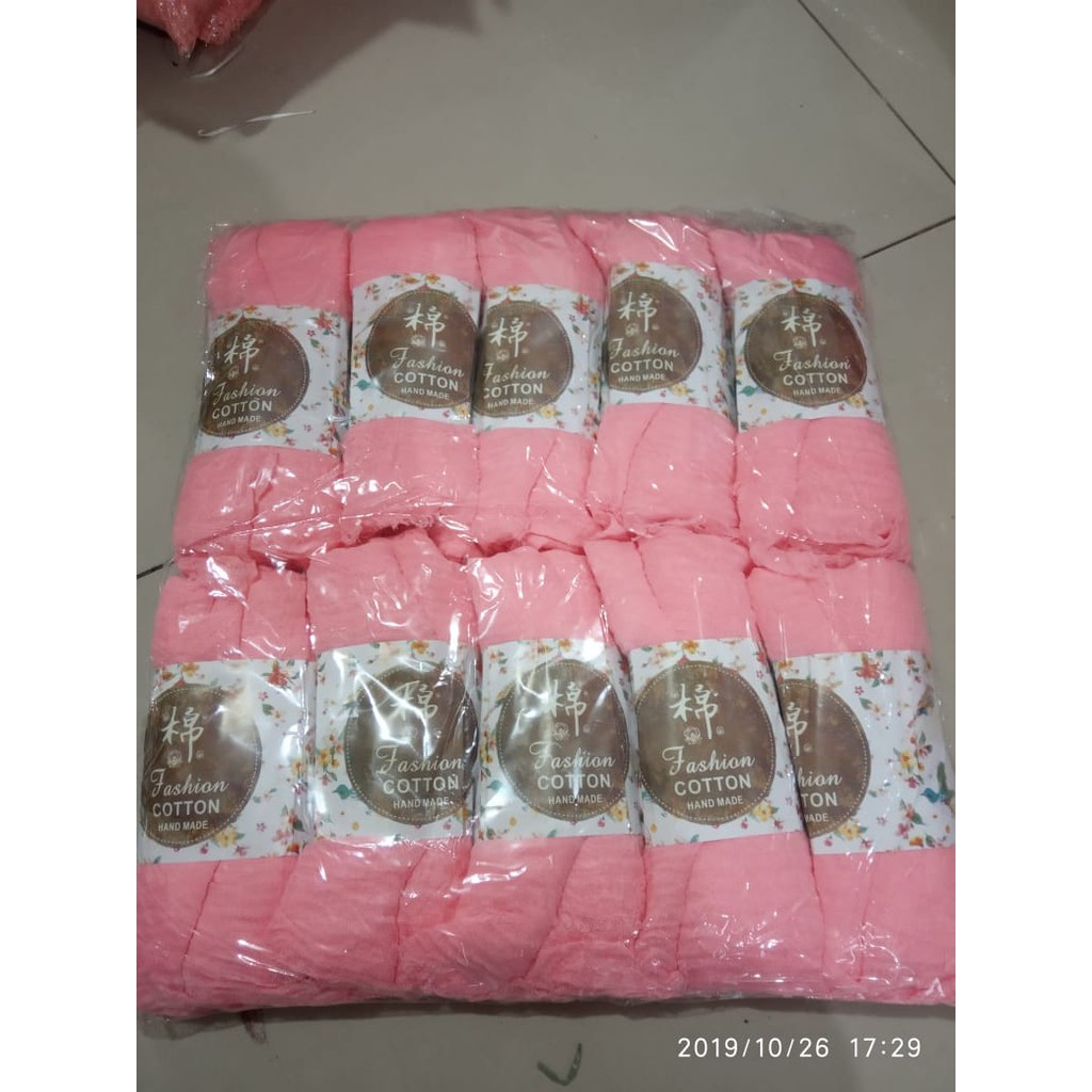 (COD) Hijab Pashmina Jilbab Bahan Katun  Arabian Shawl Cotton Import Quality Wide-C13 PINK MUDA