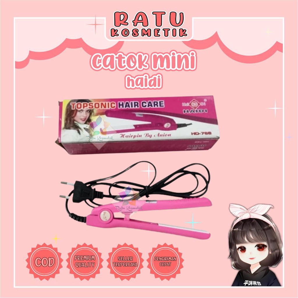 ❤ RATU ❤ Catok Mini Haidi Top Sonic Hair Care | Catokan Mini 2 in 1 Pelurus Rambut Karakter Murah | Curly