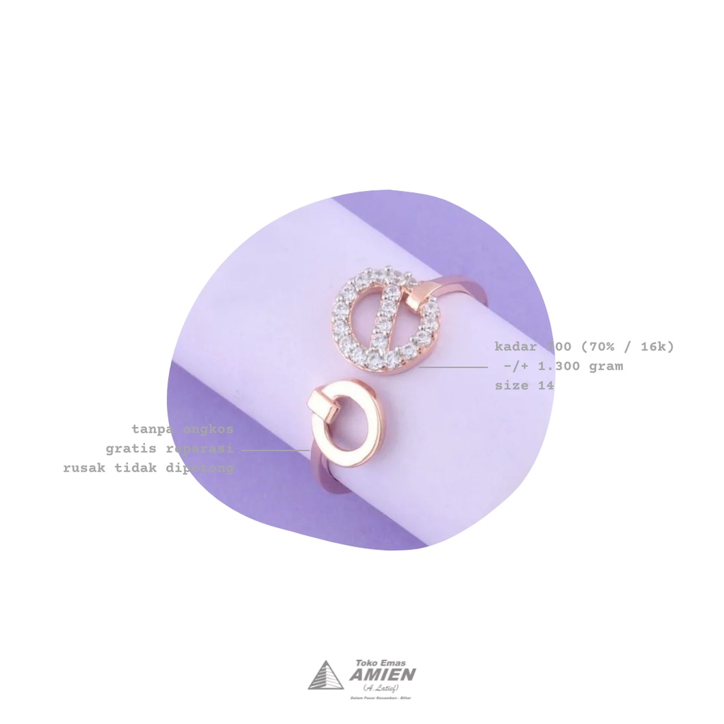 Toko Emas Amien Cincin Emas Asli UBS Kadar 700 (70% / 16K) 1.300 Gram - Millie Molly Bulat 2 Layer