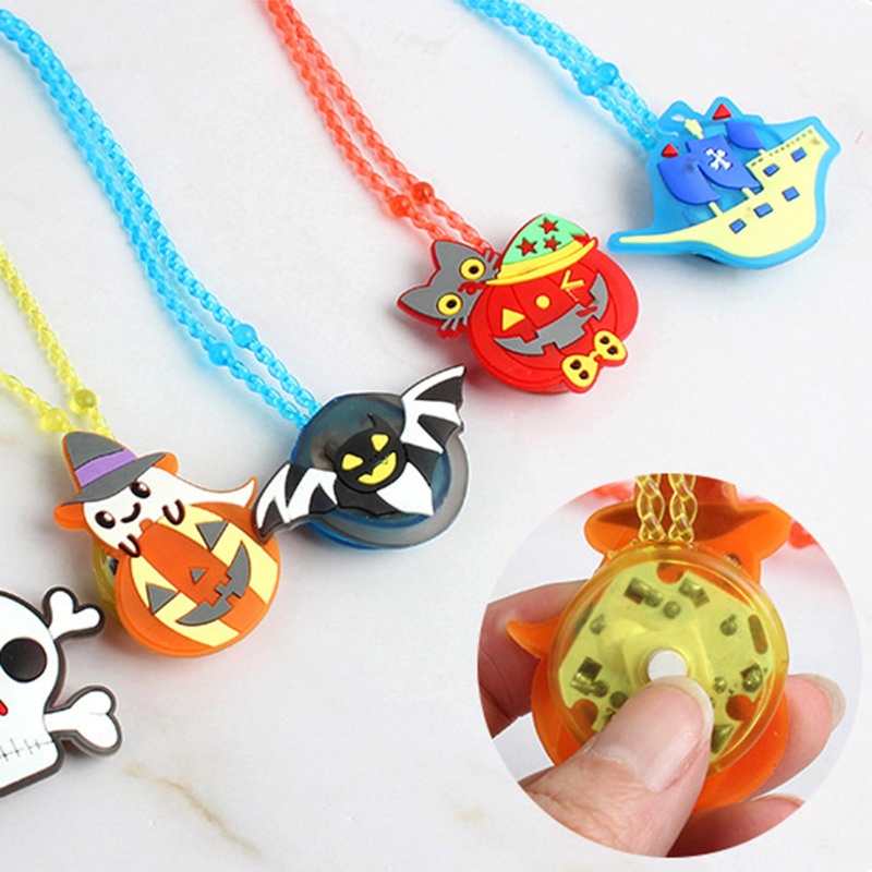 Zzz 5PCS / Set Mainan Kalung Dengan Lampu LED Warna-Warni Untuk Halloween