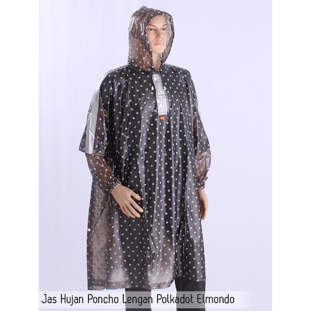 Jas hujan poncho lengan polkadot Elmondo