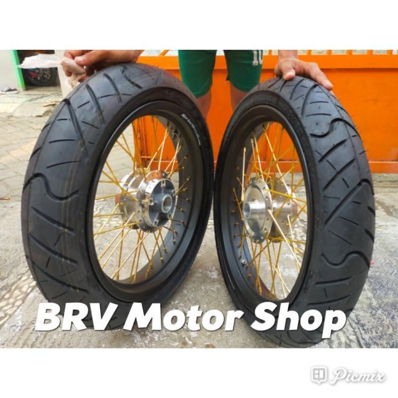 Sepaket Velg Jari Vixion New- Vixion Old 250+300+17 Ban Tubles Tapak Lebar
