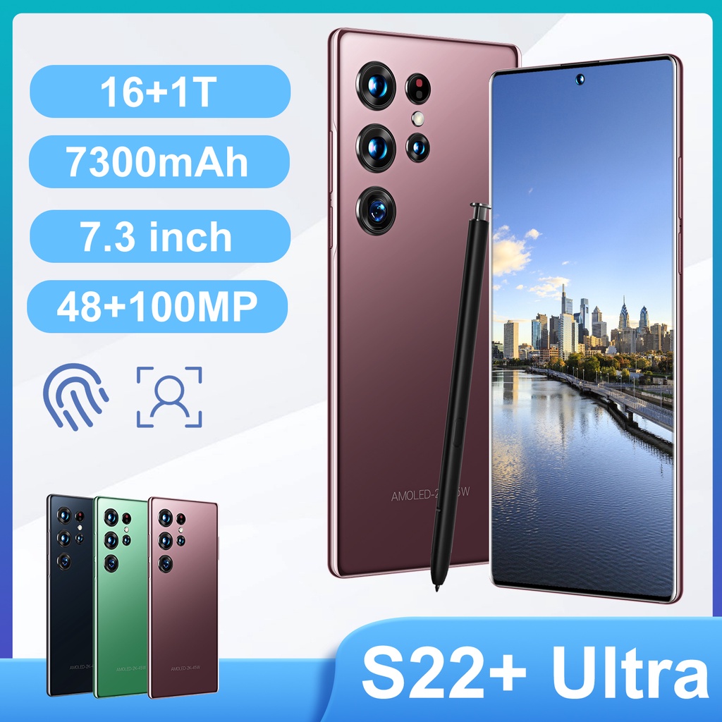 Smartphone Asli |Ponsel Pintar Baru S22+Ultra hp RAM 16G + ROM 1T Asli smartphone 7.3 inci 5G Androi