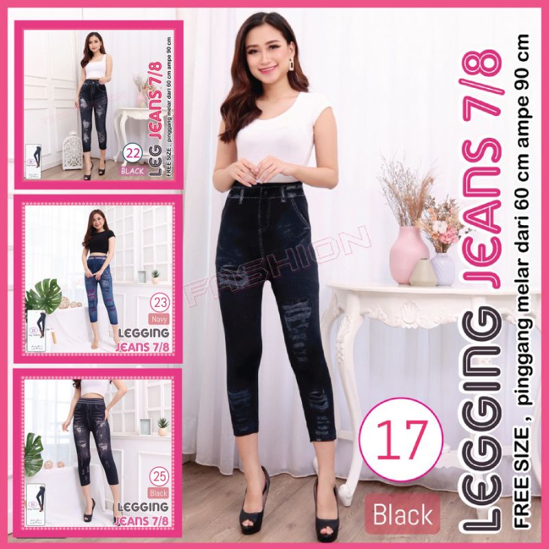 LEGGING JEANS WANITA IMPORT ALLSIZE FIT TO M-XXL 7/8 / CELANA LEGGING 7/8 MOTIF JEANS WANITA IMPORT PREMIUM TEBAL STRETCH MELAR BAGUS YING FASHION