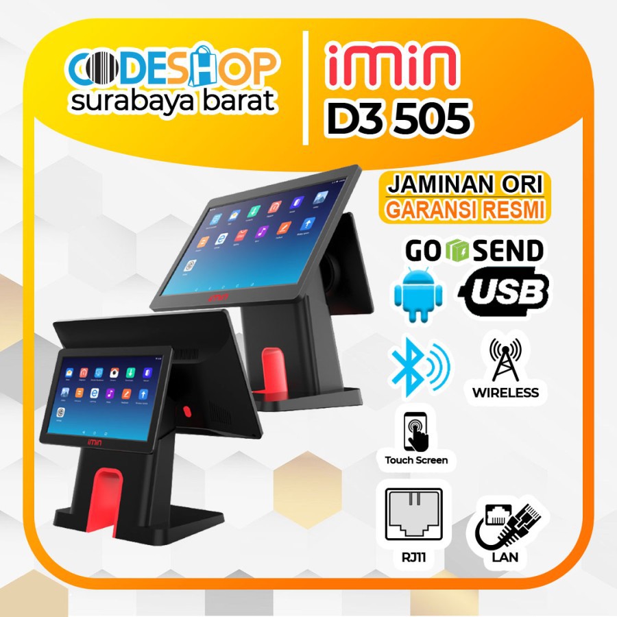 MESIN KASIR ANDROID IMIN D3 505 / D3505 / D3-505 DUAL LAYAR TOUCHSCREN