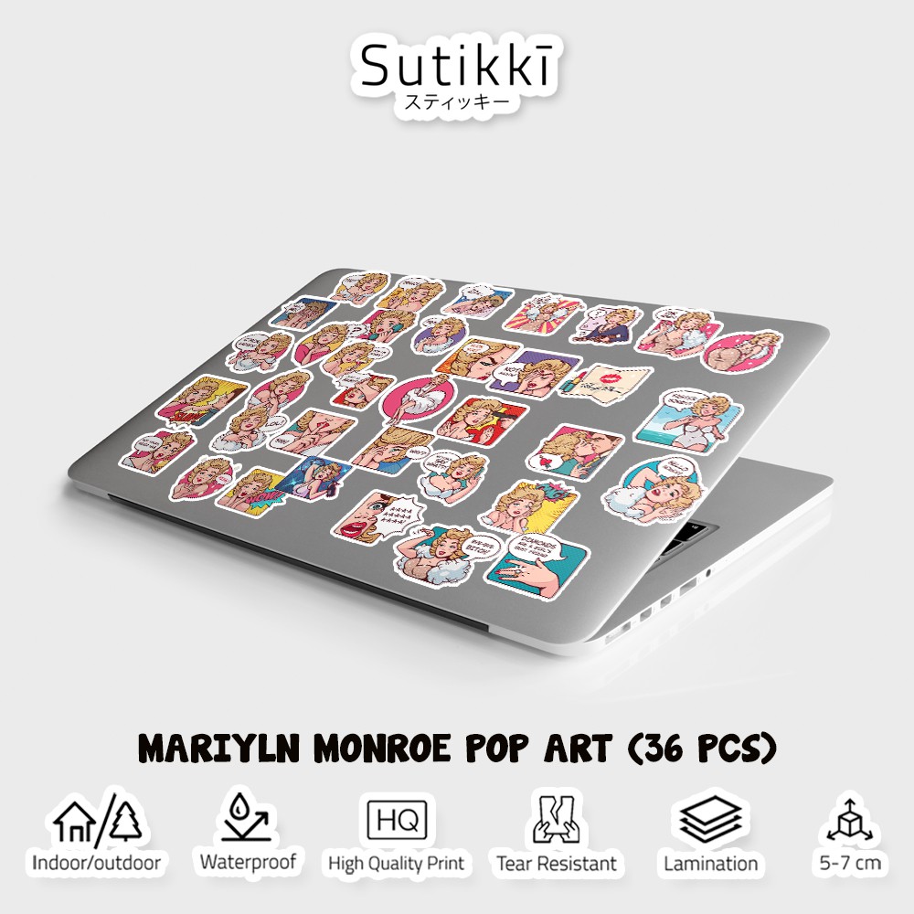 Sutikki | Sticker Pack Marilyn Monroe Pop Art Vintage Cartoon Stiker Laptop Vinyl Aesthetic Koper