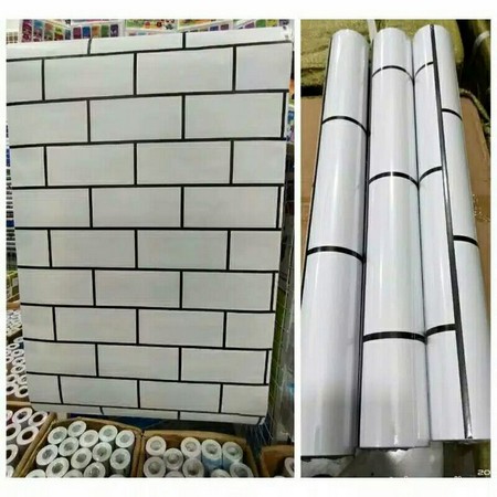 wallpaper sticker bata putih list hitam 1 roll